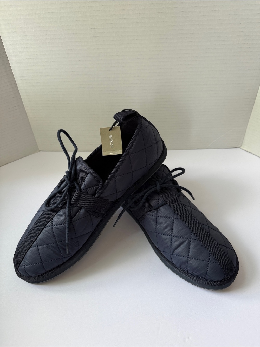 J. Crew Quilted Black Men’s Slip-On Lace Casual Shoes #610